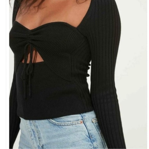 NEW ASTR The Label | Revolve Black Ribbed Cutout Cortana Sweater Small - Picture 2 of 9
